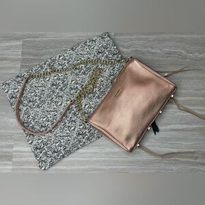 Rebecca Minkoff 3 Zip Rose Gold Leather Moto Crossbody Bag